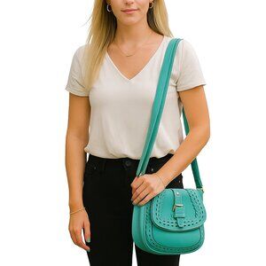 NEW Vegan Leather Turquoise Hollow Out